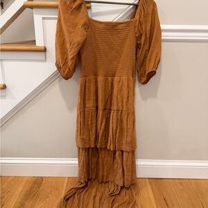 Chic High-Low Brown Dress